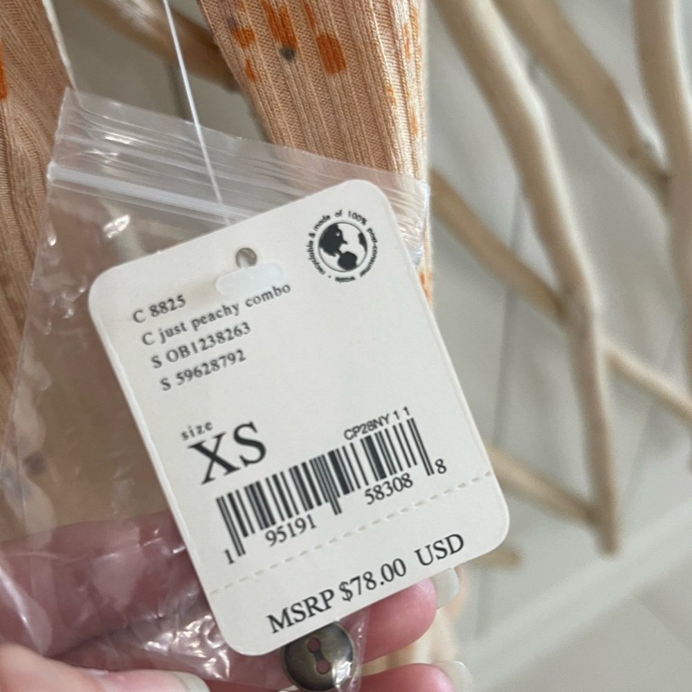 NWT FREE PEOPLE Ribbed Long Sleeve Floral Top - Picture 8 of 13